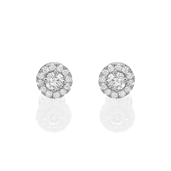 White Gold Round Diamond Studs (Sizes S - M)