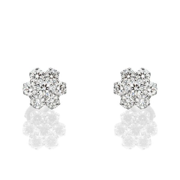 White Gold Diamond Snowflake Earrings