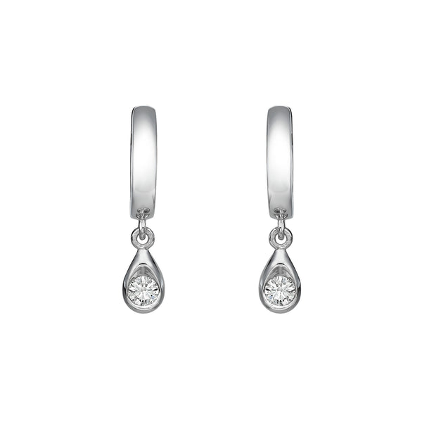 Gold Pear Dangle Huggie Hoops