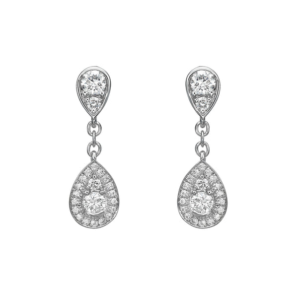 Diamond Pear Dangle Earrings