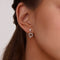 White Gold Heart Dangle Earrings