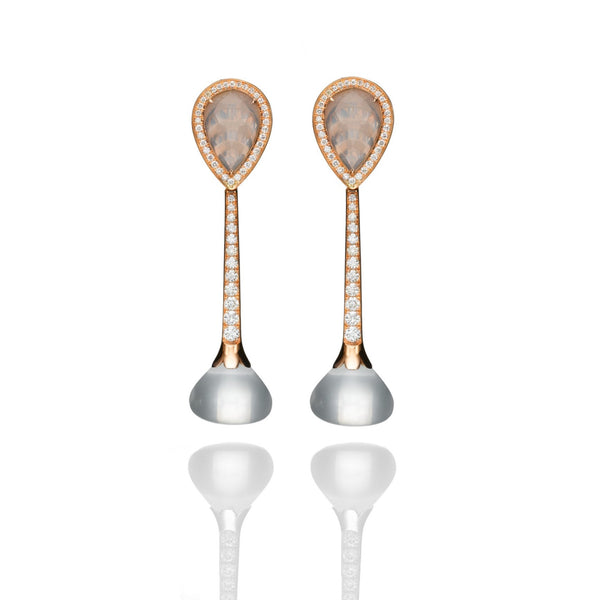 Rose Quartz And Diamonds Earrings