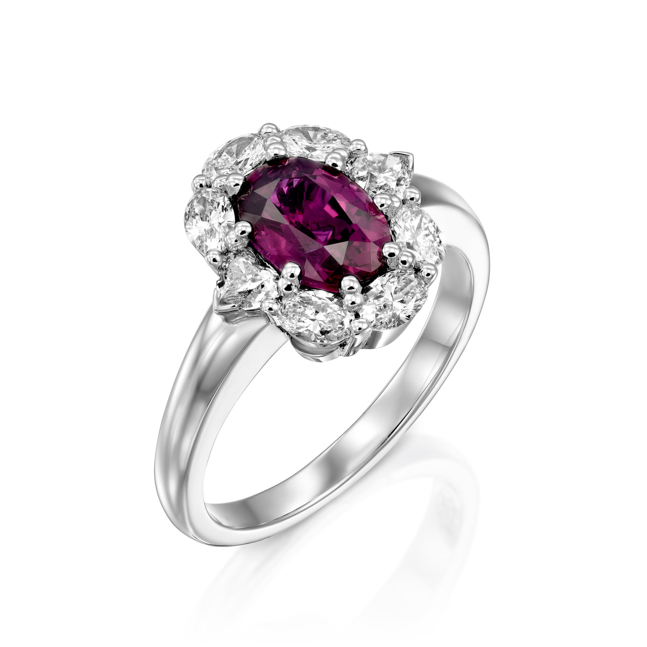 Oval Purplish Red Ring