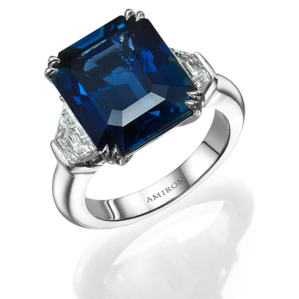 Octagonal Blue Sapphire Ring