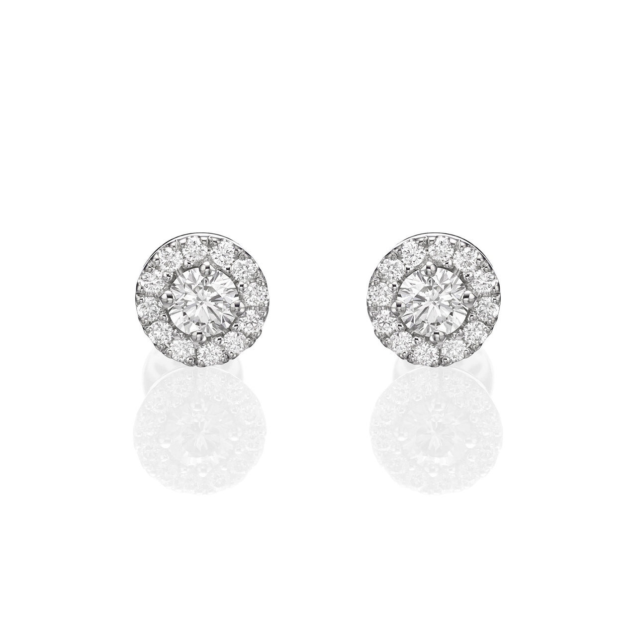 White Gold Round Diamond Studs     (Sizes S - M)