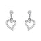 White Gold Heart Dangle Earrings