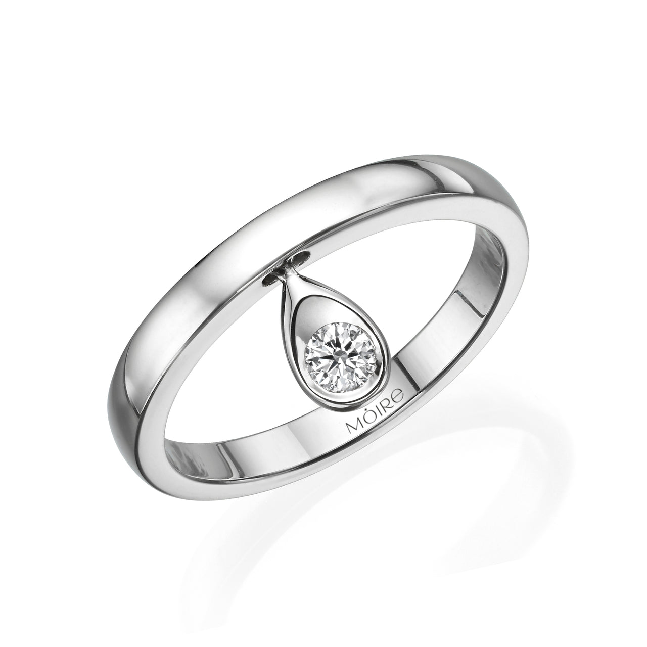 Gold Diamond Pear Charm Ring