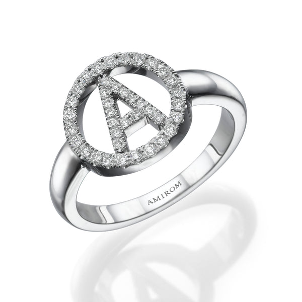 Diamond Initial 'A' Ring